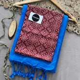 Light R Blue Handloom Cotton Saree With Patola Print Blouse